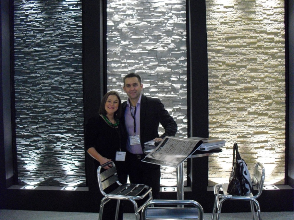 Alex and I on our stand at Surface Design 